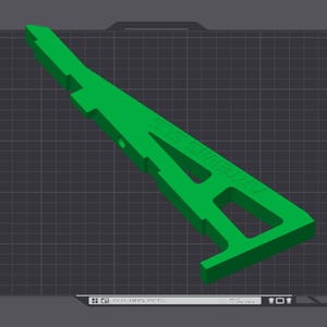 May include: A green plastic 3D printed object shaped like a letter A with the text "Bambu Textured PEI Plate" on the side. The object is on a gray grid background.