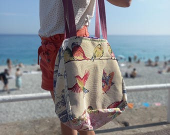 Grote strandtas - Bedrukte katoenen strandtas - Grote tas - Oversized tas