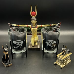 Eye of Ra and Eye of Horus - Engraved Candle Holder Set With Stands
