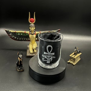 Ankh and Eye of Ra - Egyptian Gods & Goddesses Collection Engraved Candle Holder