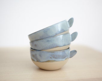 Kolbewald tea bowl with blue glaze