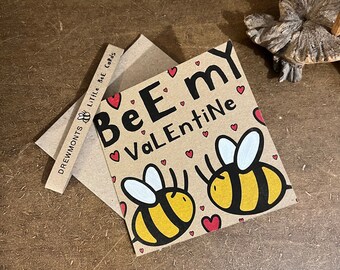 Bee Valentine's Day Card: Handcrafted Recycled Kraft Card