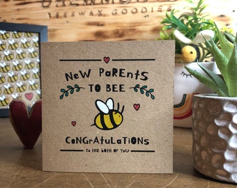 New Parents to Bee Card: Handcrafted Eco-Friendly Congratulations
