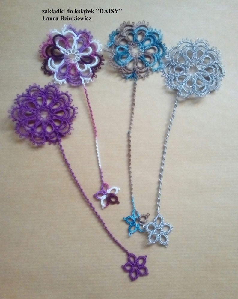 Shuttle tatting pattern DAISY bookmark by Etsy