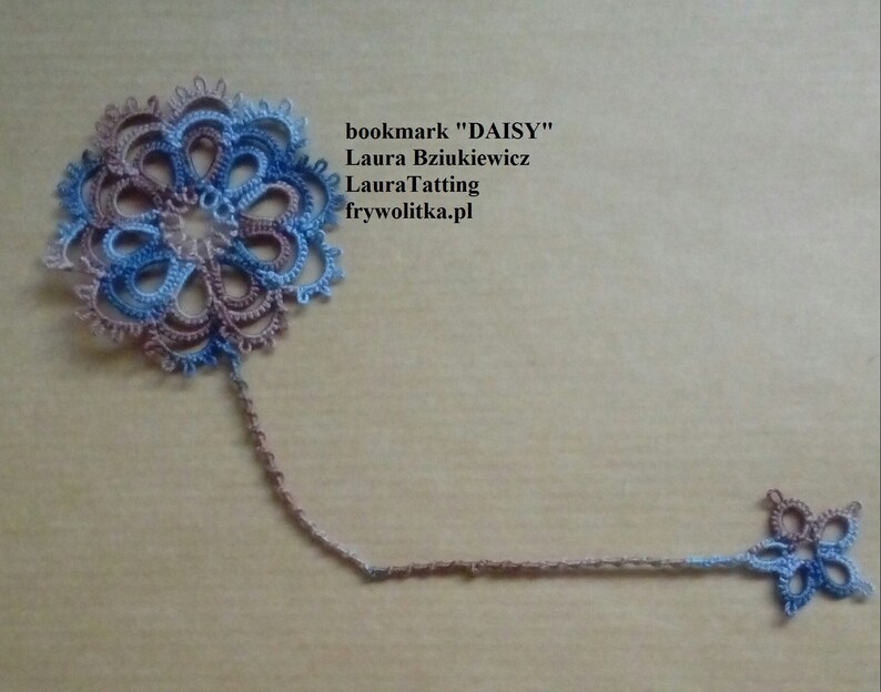 Shuttle tatting pattern DAISY bookmark by Etsy