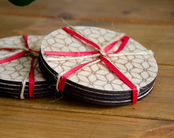 Wooden Coasters Set | Geometric Coasters | Housewarming gift