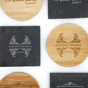 Personalized Coaster, Wedding Gift, Bridal Shower Gift, Engagement Gift, Anniversary, Engraved Coaster Set, New Home, Housewarming Gifts