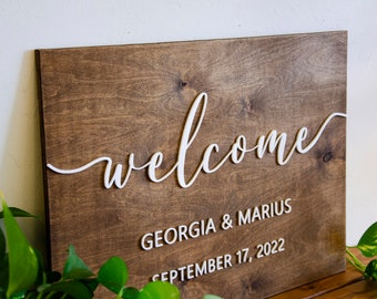 Personalized Rustic Wood Welcome Sign for Wedding - Customizable Wedding Sign - Rustic Wedding Decor