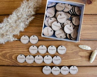 Gepersonaliseerde houten bedanketiketten met naam en datum - gepersonaliseerde geschenketiketten - unieke gepersonaliseerde tags