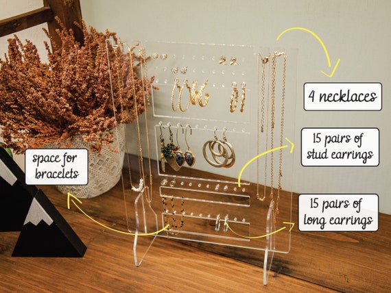 Jewellery Stand Necklaces and Earrings Organizer Clear Acrylic Earring  Organizer Jewelry Display Bracelet Organizer 
