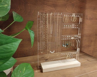 Jewellery Stand | Necklaces and earrings organizer | Clear Acrylic earring organizer | Jewelry Display | GIFT FOR HER