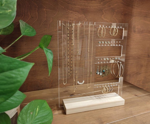 Jewellery Stand Necklaces and Earrings Organizer Clear Acrylic Earring  Organizer Jewelry Display GIFT FOR HER 