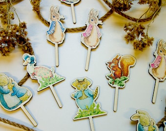 Peter Rabbit and Friends cake toppers | Party supplies for Peter Rabbit theme | Muffin Toppers
