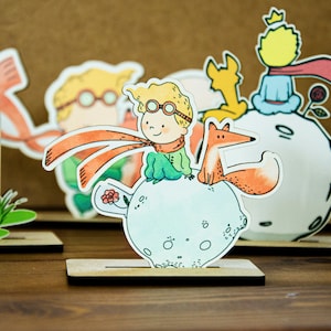 Der kleine Prinz und die Fuchs Minifiguren | Little Prince Cutouts 10er Set | Partydeko aus Holz, verziert mit kleinen Prinzen