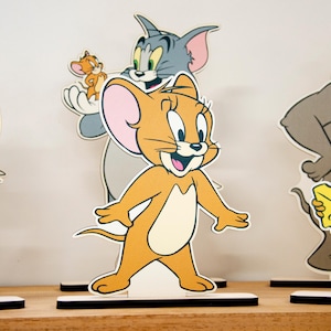 Personaggi di Tom e Jerry / Centrotavola in legno di Tom e Jerry / Decorazione per battesimo con figure in legno di Tom e Jerry