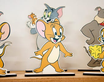 Cat and Mouse Cartoon Figurines, Classic Cartoon Style Party Decor, Kids Birthday , Nursery Shelf Display