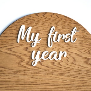 Mi primer año letras acrílicas / Mi primer año escribiendo para photoboard / Letras blancas de acrílico para milestone board