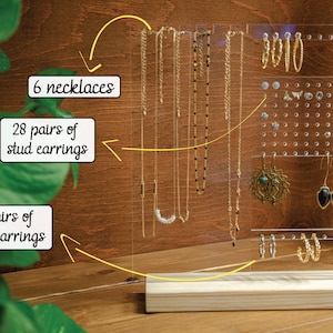 Jewellery Stand | Necklaces and earrings organizer | Clear Acrylic earring organizer | Jewelry Display | GIFT FOR HER