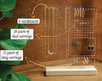 Jewellery Stand | Necklaces and earrings organizer | Clear Acrylic earring organizer | Jewelry Display | GIFT FOR HER