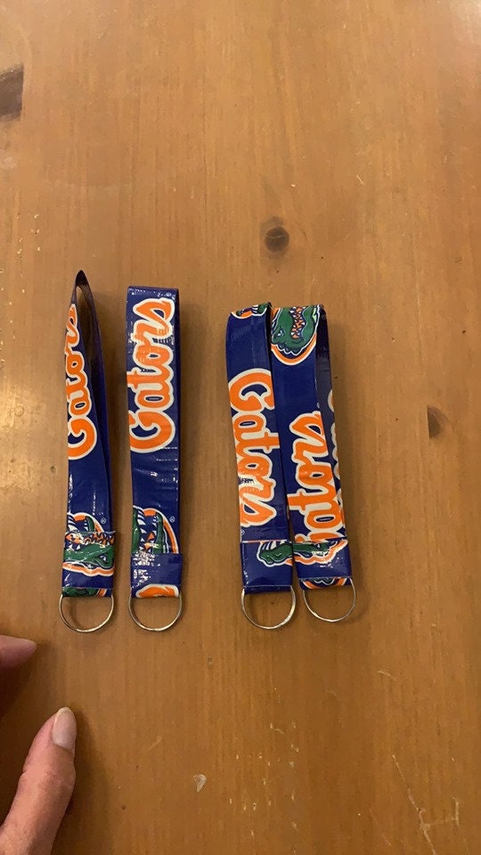 Handmade Wristlets, College Themed Orange and Blue, Go Gators Official Duct Tape. Keychain, Sm