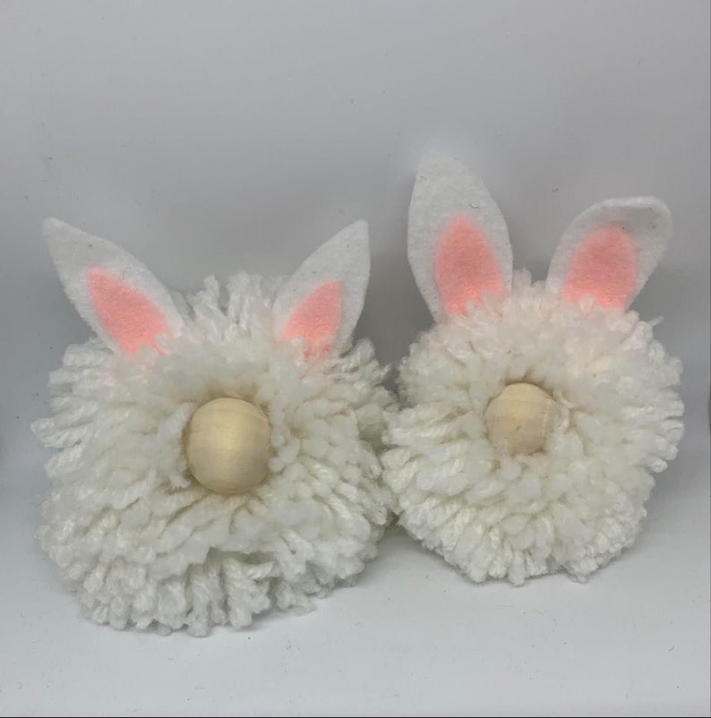 Cute Decor Farm House Pom Poms Bunny and Sheep Handmade Easter Gnomes Tiered Tray decor Spring Decor