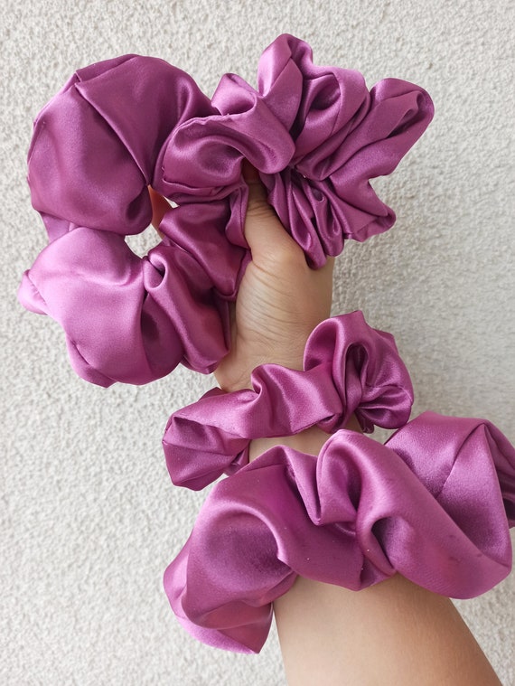 Set of Purple and Pink Headbands and Scrunchies... Purple Satin Headband & Scrunchie Set - Etsy main image 3