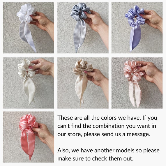 Wholesale Medium Bow Scrunchies Satin Hair Scrunchies Hair Ties Womens Hair Bands Scrunchie Sets Etsy