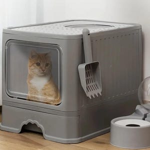 Cat Litter Box Self Cleaning Large Cat Pan Drawer Anti-Splashing Cat Potty Tray