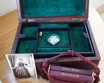 Antique circa 1870 Jewellery Box and Prayer Books
