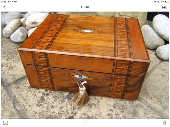 Antique 1860 Victorian Walnut Jewellery Box