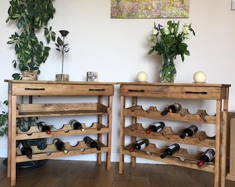 Wooden Console Table and Wine Rack
