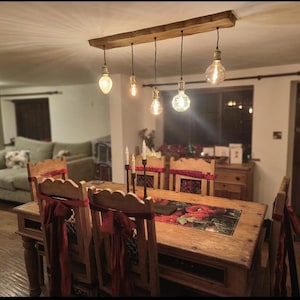 Lámpara colgante de tablón de madera con borde natural 3/5/7