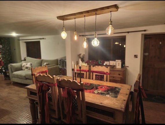 Live Edge 3/5/7 Pendant Wooden Plank Light - Etsy UK