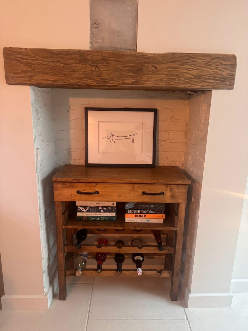 Wooden Console Table and Wine Rack image 2