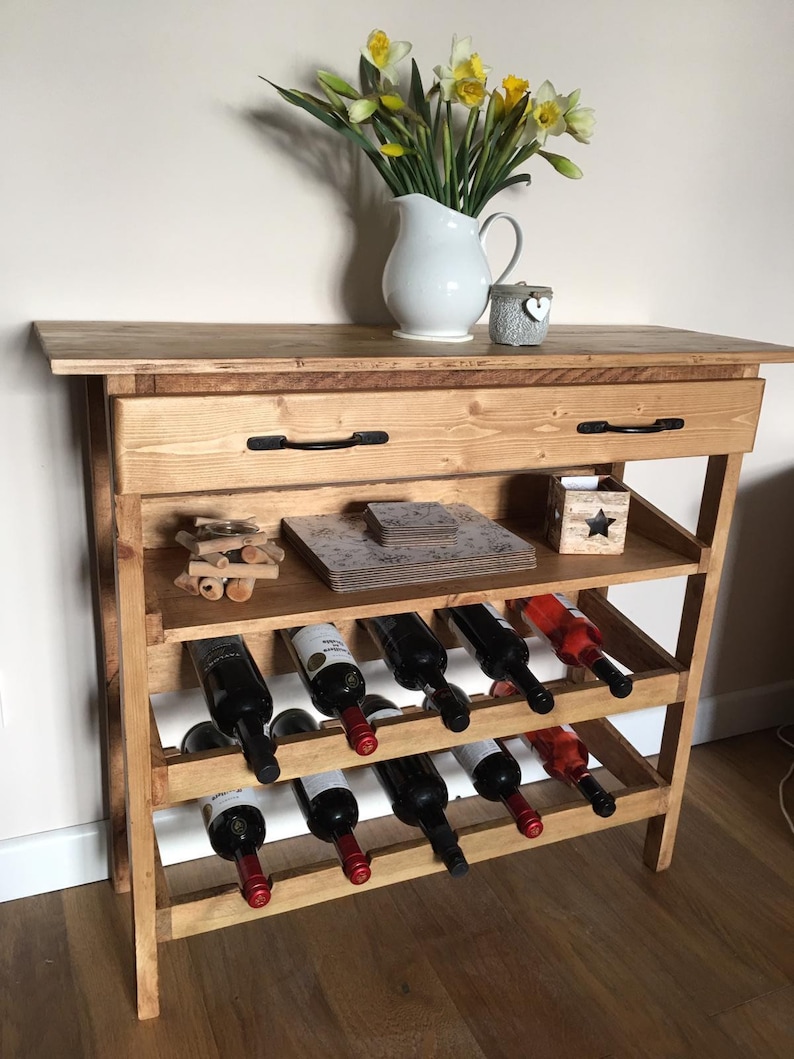 Wooden Console Table and Wine Rack image 5