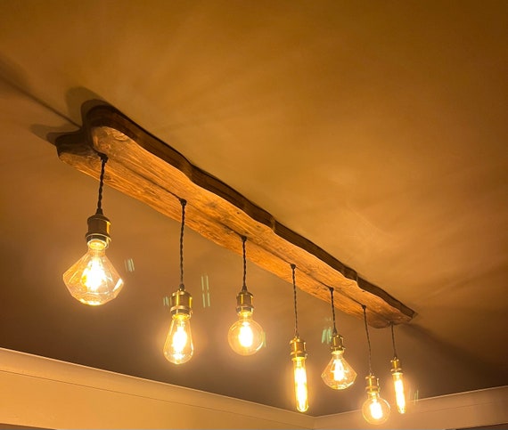 Live Edge 3/5/7 Pendant Wooden Plank Light - Etsy