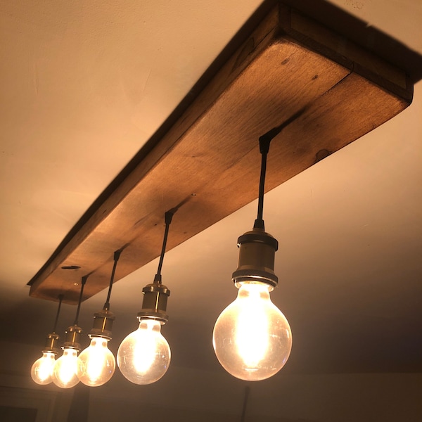 Rustic 3/5 Pendant Wooden Plank Light