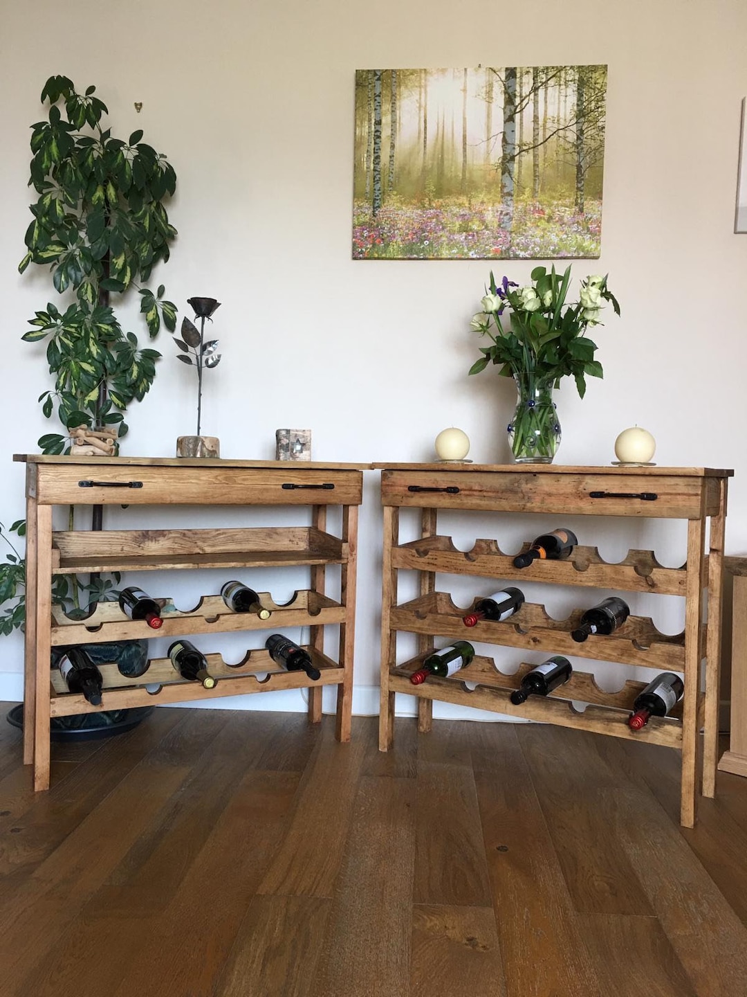 Wooden Console Table and Wine Rack - Etsy