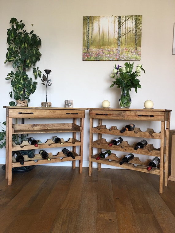 Wooden Console Table and Wine Rack Etsy