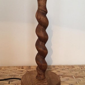 Solid oak barley-twist table lamp