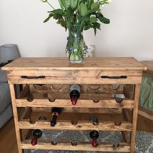 Wooden Console Table and Wine Rack image 3