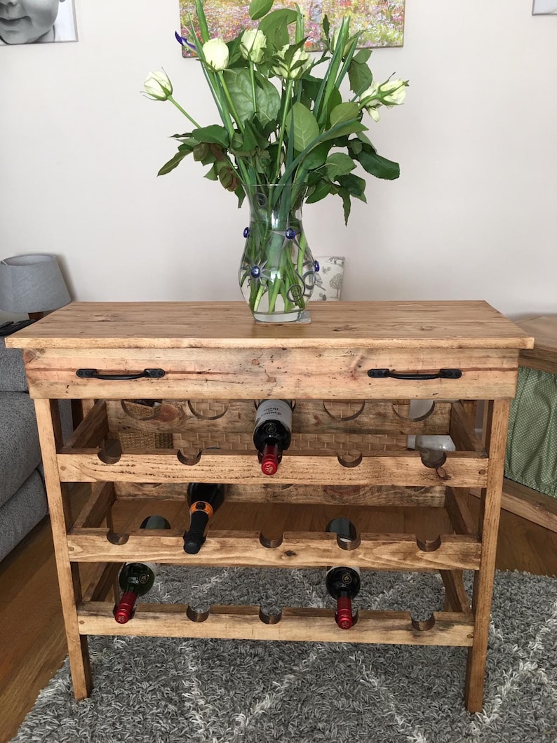 Wooden Console Table and Wine Rack image 3