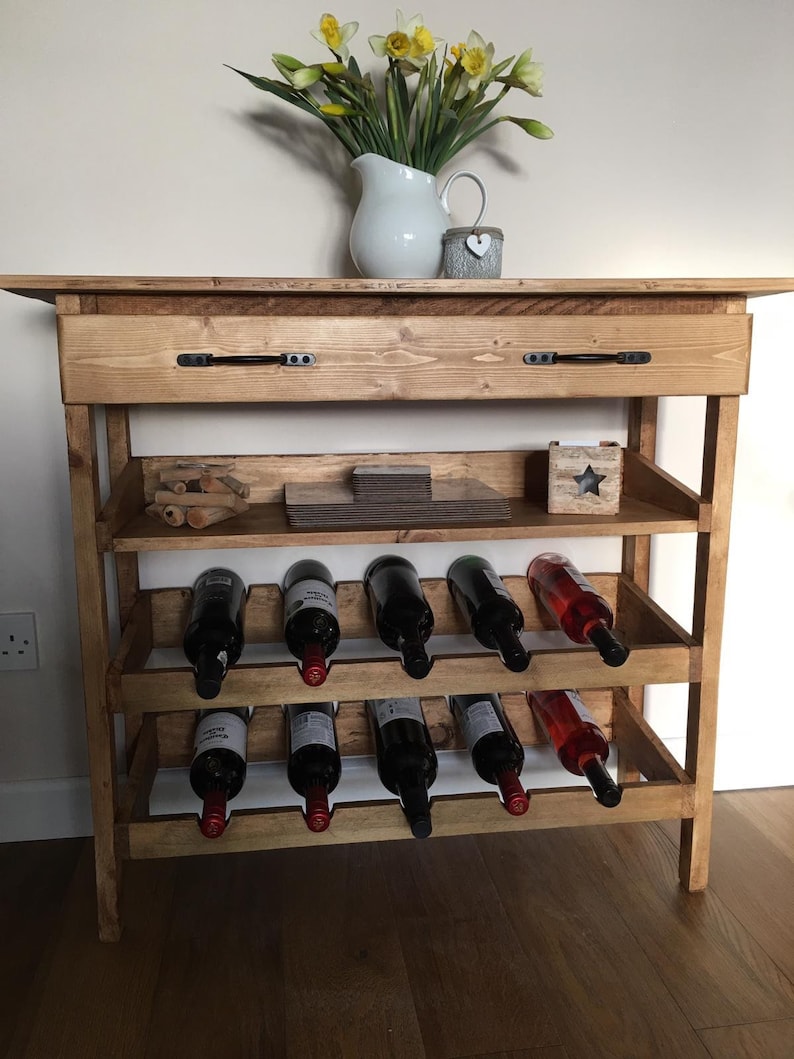 Wooden Console Table and Wine Rack image 7