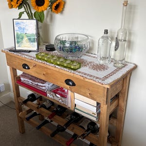 Wooden Console Table and Wine Rack image 8
