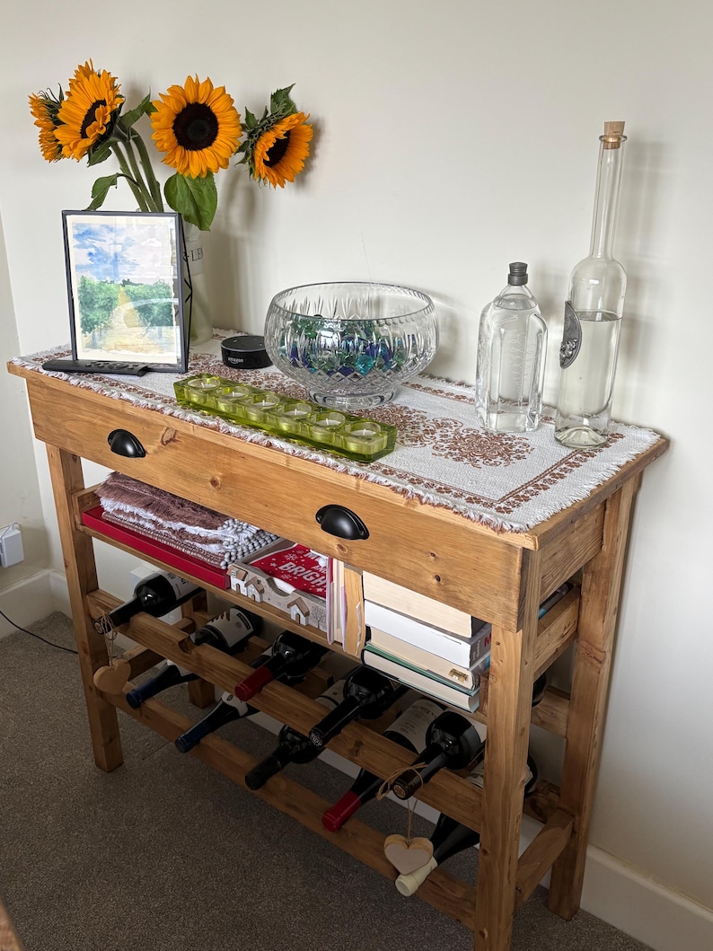 Wooden Console Table and Wine Rack image 8