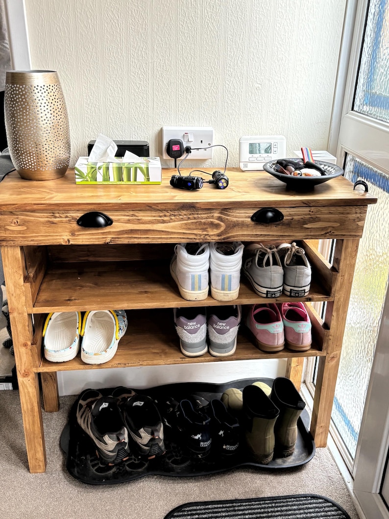 Wooden Console Table and Wine Rack image 6