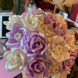 Handmade Ribbon & Lace Wedding Bouquet: Custom Made-to-Order