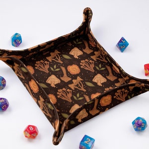 Mushroom dice rolling tray, Folding D&D gaming tray, Nerdy gifts