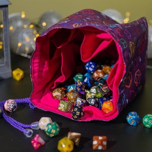 Handmade Dice Bags, Cute Dice Bag, Dice Bag of Holding, Polyhedral dice bag, Gift for TTRPG player