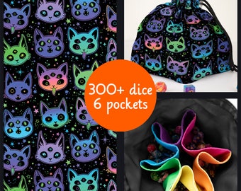 Creepy cats dice bag Dnd dice bag pockets